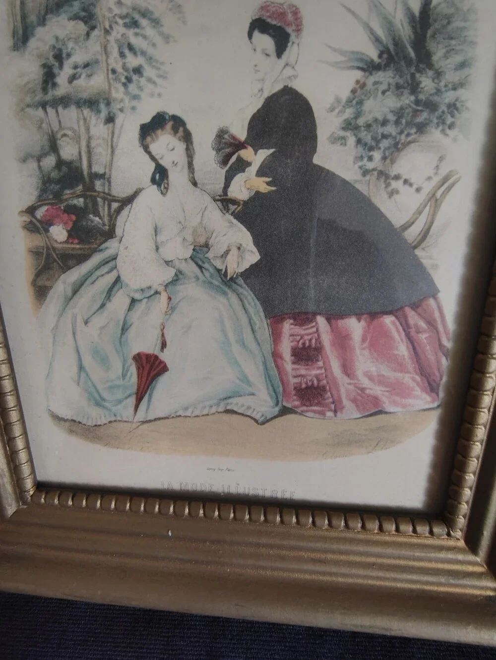 Vtg.  Pair -La Mode Illustree Victorian French Fashion Prints By Eloise Colin